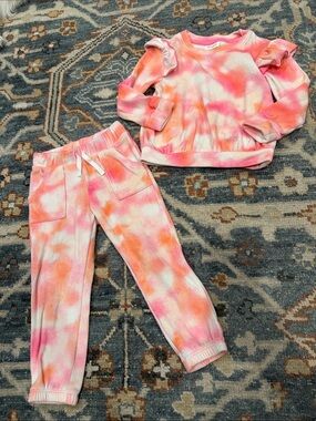 Cat & Jack Pink and Orange Tie-Dye Jogger Set